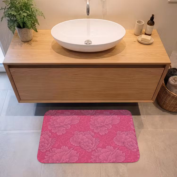 Pioenrozen - Energiek - Roze Badmat middel 997 -sfeer1