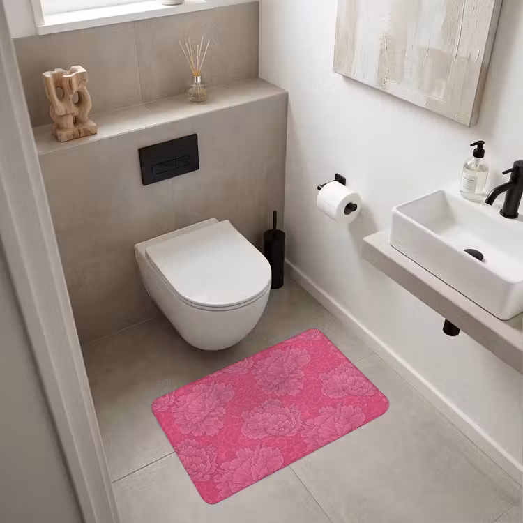 Pioenrozen - Energiek - Roze Badmat middel 997 -sfeer4