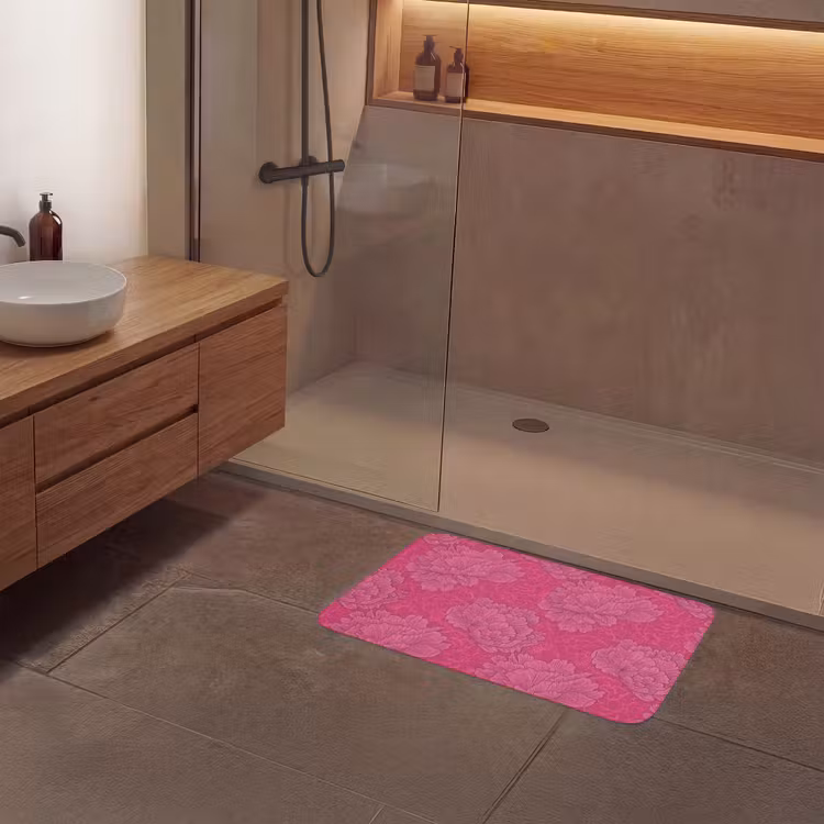 Pioenrozen - Energiek - Roze Badmat middel 997 -sfeer2