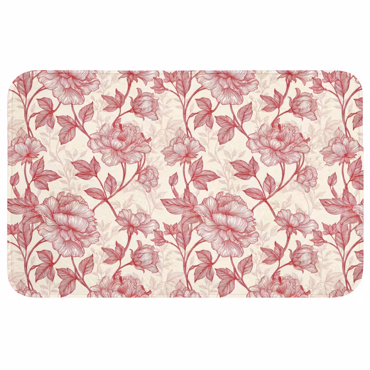 Pioenrozen - Modern - Rood Badmat middel 997 -3d