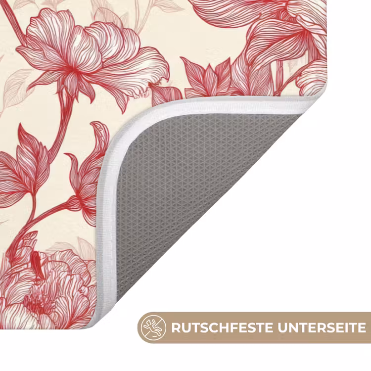 Pioenrozen - Modern - Rood Badmat middel 997 -USP_AntislipDE