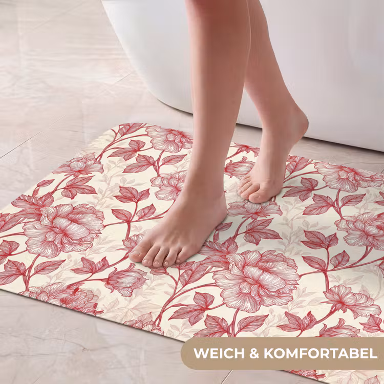 Pioenrozen - Modern - Rood Badmat middel 997 -USP_ZachtDE