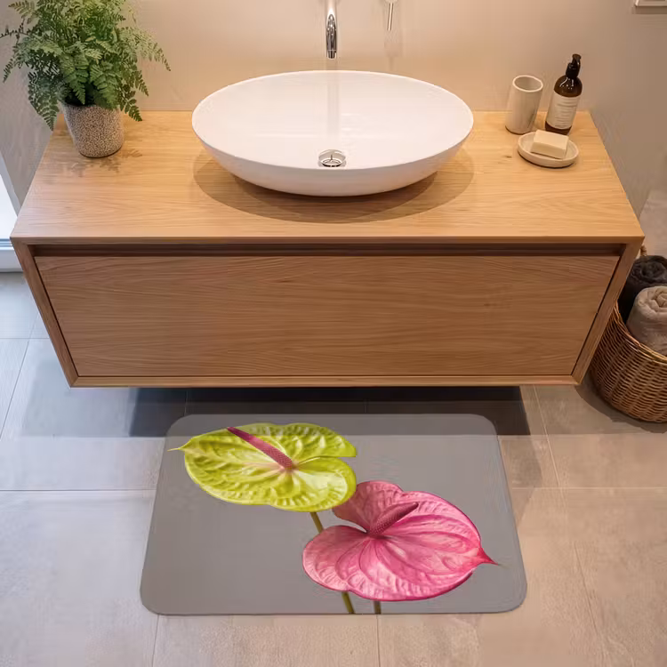 Planten - Anthurium - Groen - Roze Badmat middel -sfeer1
