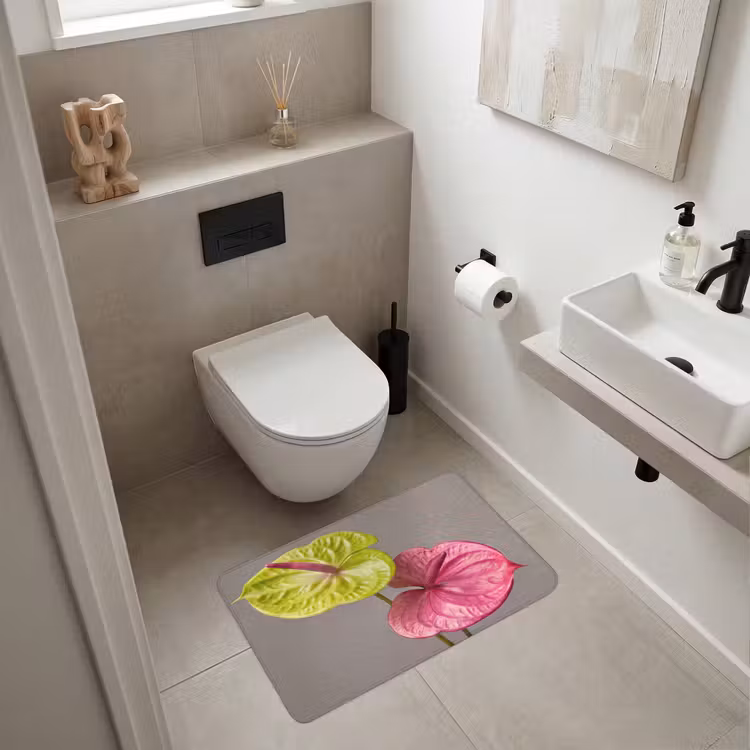 Planten - Anthurium - Groen - Roze Badmat middel -sfeer4