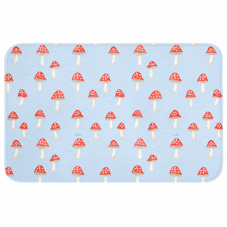 Paddenstoel -Sprookje - Blauw Badmat middel 997 -3d
