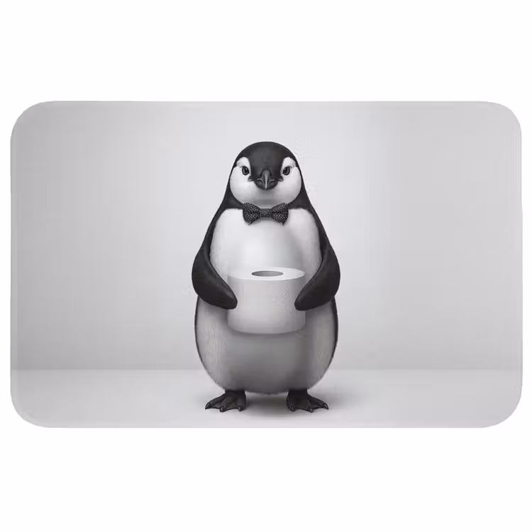 Pinguïn - WC rol - Wit Badmat middel -3d
