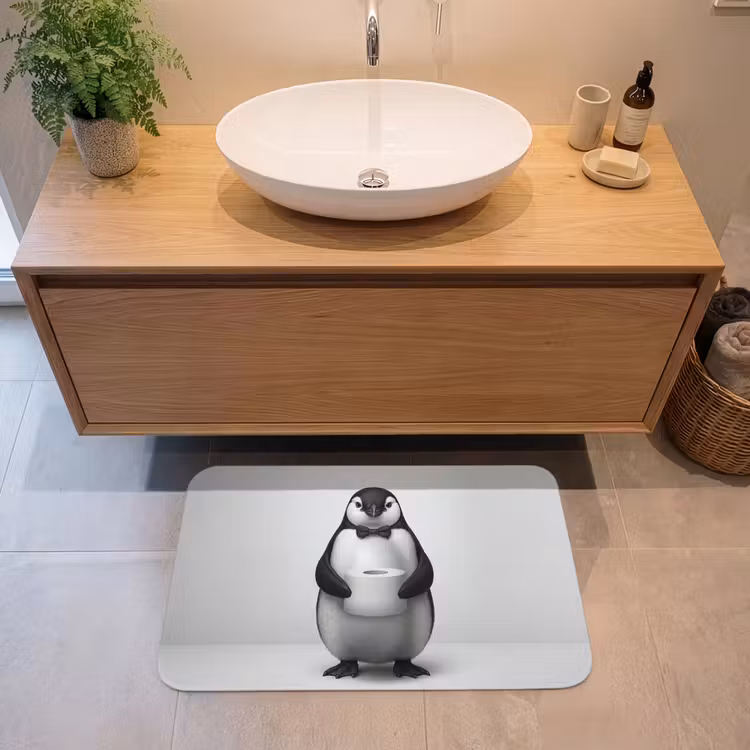 Pinguïn - WC rol - Wit Badmat middel -sfeer1