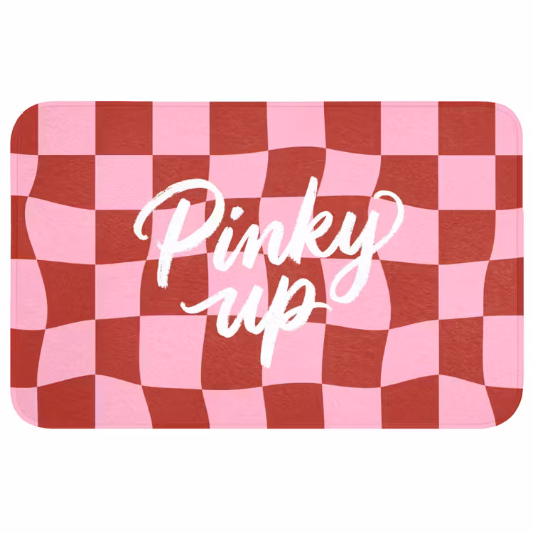 Pinky up - Geblokt - Bordeauxrood Badmat middel -3d