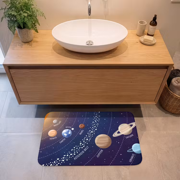 Planetenstelsel - Ruimte - Illustratie Badmat middel -sfeer1
