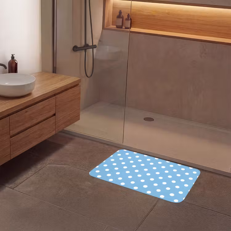 Polka - Dots - Blauw Badmat middel 997 -sfeer2