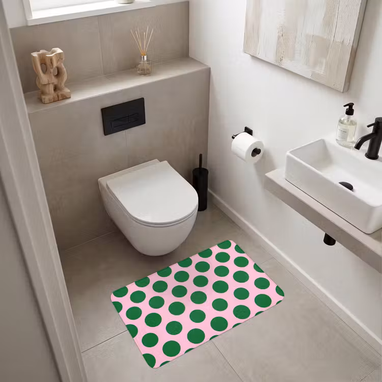 Polkadots - Patroon - Groen Badmat middel 997 -sfeer4