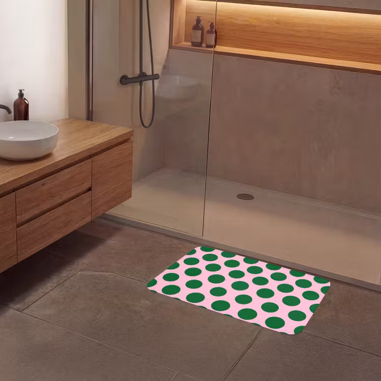 Polkadots - Patroon - Groen Badmat middel 997 -sfeer2