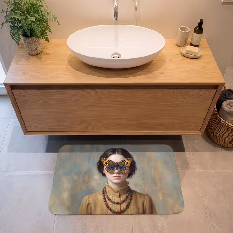 Portret - Vlinder - Kleurrijk Badmat middel -sfeer1