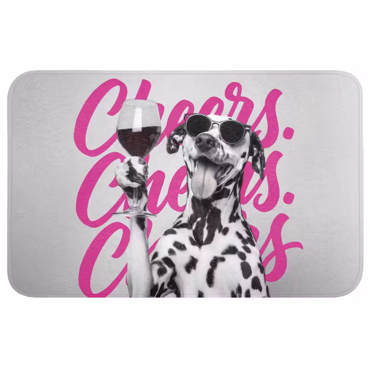 Cheers - Hond - Roze - Wijn Badmat middel -3d