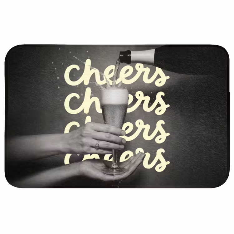 Cheers - Wijn - Zwart - Wit Badmat middel -3d