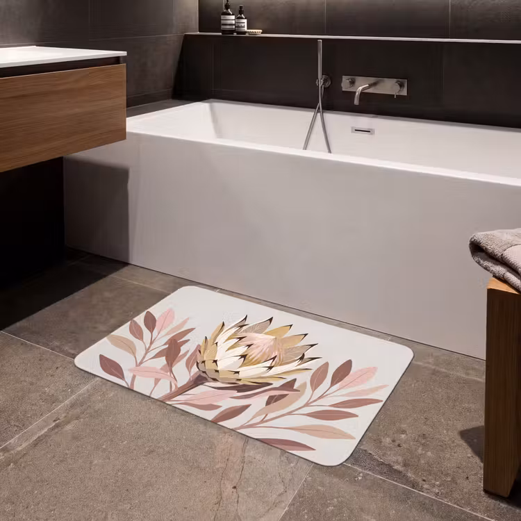 Protea - Bloem - Botanisch - Beige Badmat middel -sfeer3