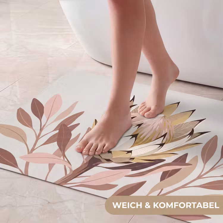 Protea - Bloem - Botanisch - Beige Badmat middel -USP_ZachtDE