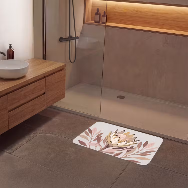 Protea - Bloem - Botanisch - Beige Badmat middel -sfeer2