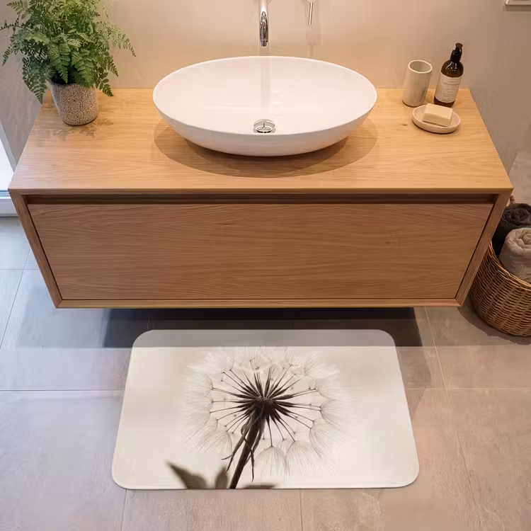 Paardenbloem - Minimalistisch - Wit Badmat middel -sfeer1