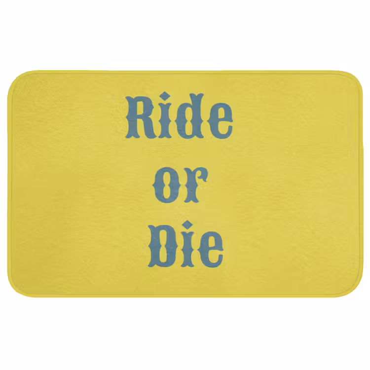Ride or die - Geel - Blauw Badmat middel -3d