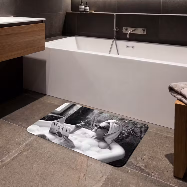 Relaxt - Bad - Zwart - Wit Badmat middel -sfeer3