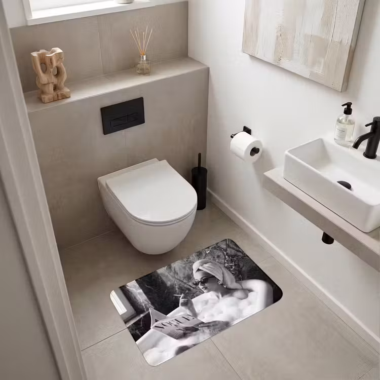 Relaxt - Bad - Zwart - Wit Badmat middel -sfeer4