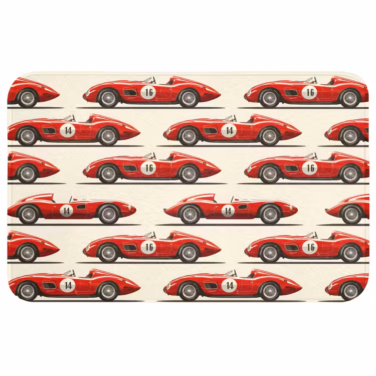 Raceauto - Retro - Rood Badmat middel 997 -3d