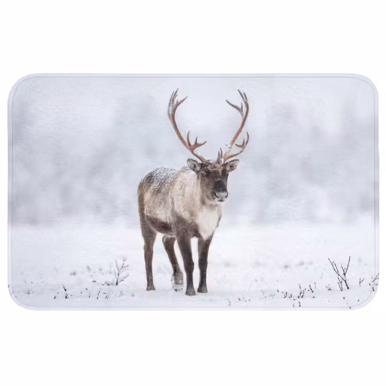 Rendier - Gewei - Toendra - Sneeuw - Wild Badmat middel -3d