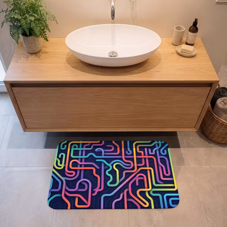 Retro - Abstract - Neon Badmat middel -sfeer1
