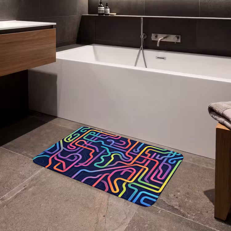 Retro - Abstract - Neon Badmat middel -sfeer3