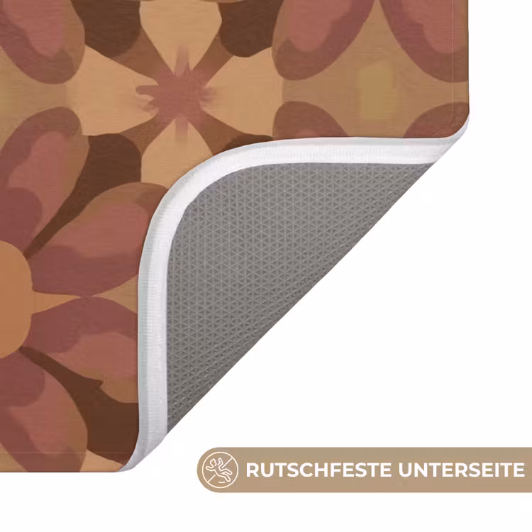 Retro - Bloemen - Bruin Badmat middel 997 -USP_AntislipDE
