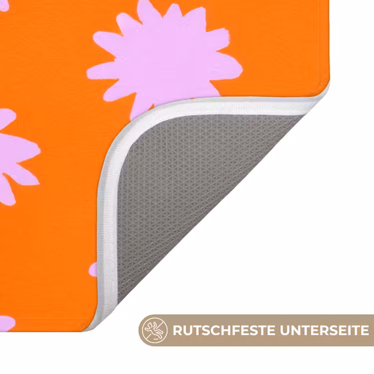 Retro - Bloemen - Oranje Badmat middel 997 -USP_AntislipDE