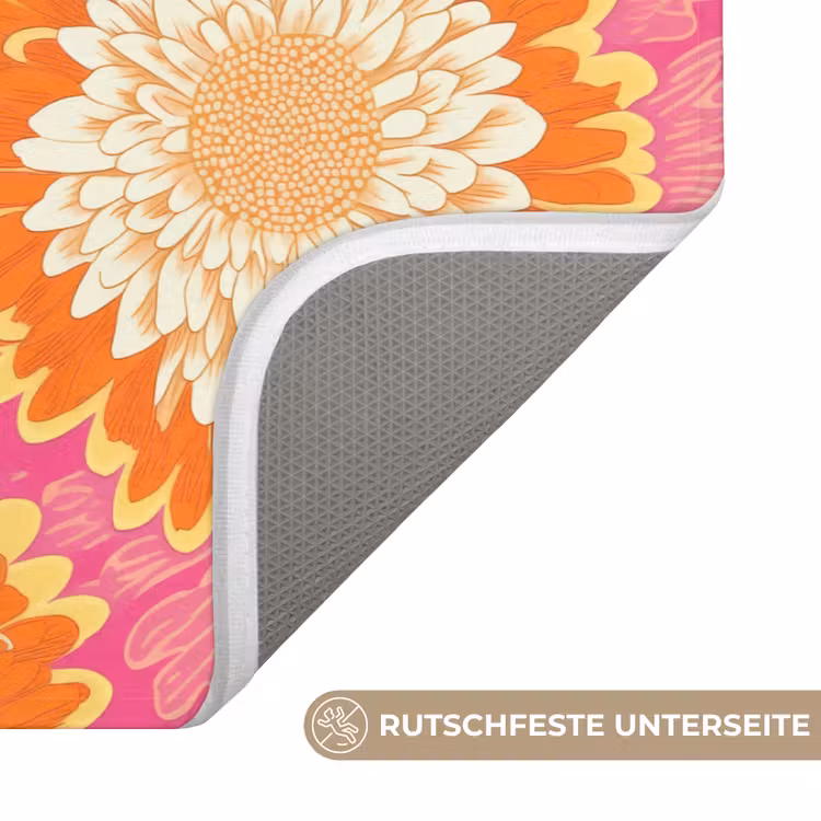 Retro - Bloemen - Kleurrijk Badmat middel 997 -USP_AntislipDE