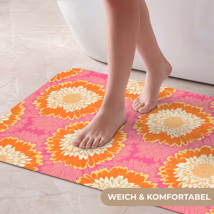 Retro - Bloemen - Kleurrijk Badmat middel 997 -USP_ZachtDE