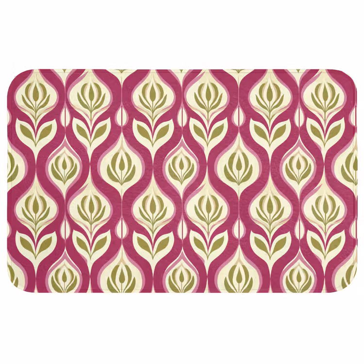 Retro - Floraal - Paars Badmat middel 997 -3d