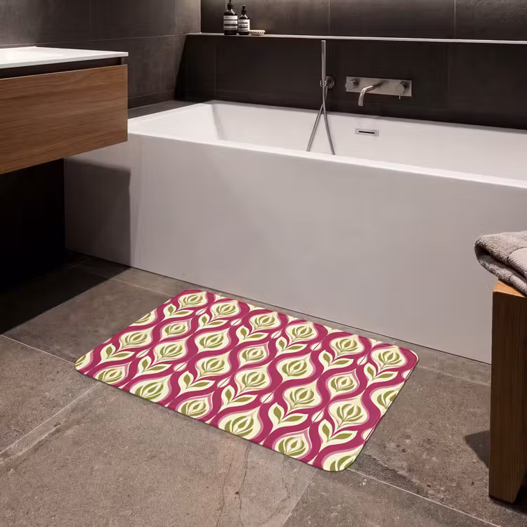 Retro - Floraal - Paars Badmat middel 997 -sfeer3