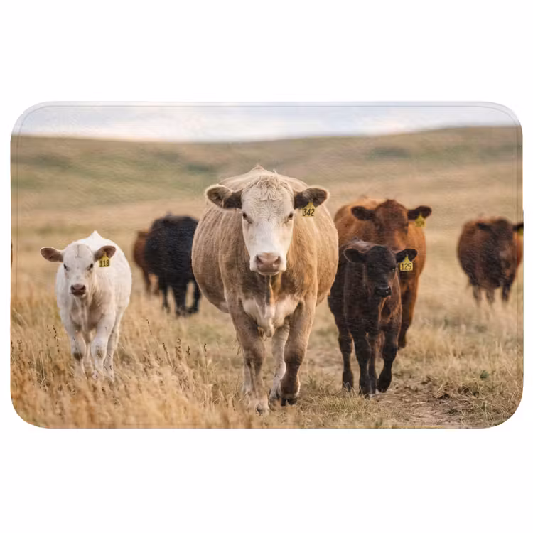 Runderen - Kudde - Landschap - Weide - Rustig Badmat middel -3d