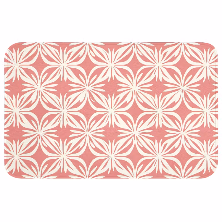 Roze - Bloemenmotief - Wit - Modern Badmat middel 997 -3d
