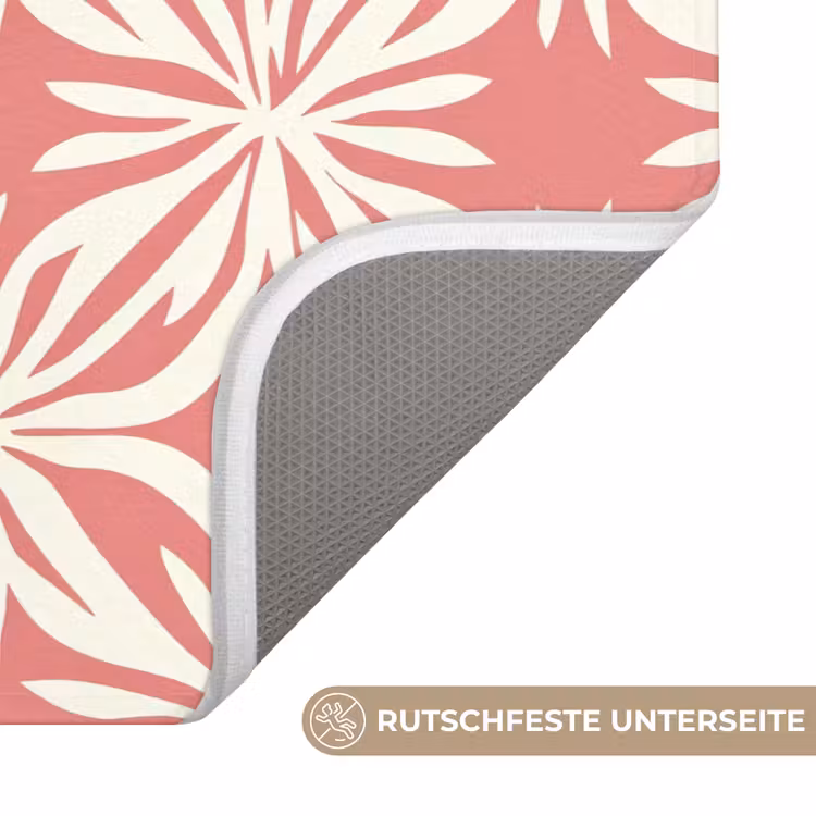 Roze - Bloemenmotief - Wit - Modern Badmat middel 997 -USP_AntislipDE