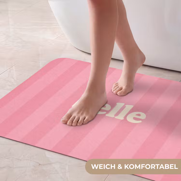 Roze - Gestreept - Belle Badmat middel -USP_ZachtDE