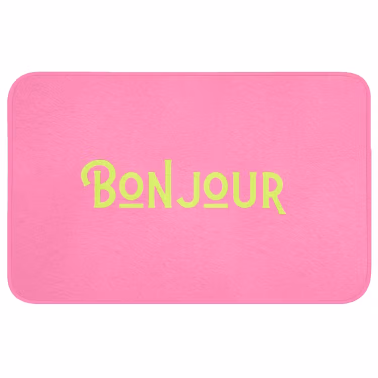 Roze - Groene Bonjour - art-deco Badmat middel -3d