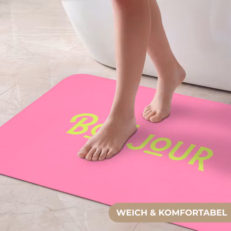 Roze - Groene Bonjour - art-deco Badmat middel -USP_ZachtDE