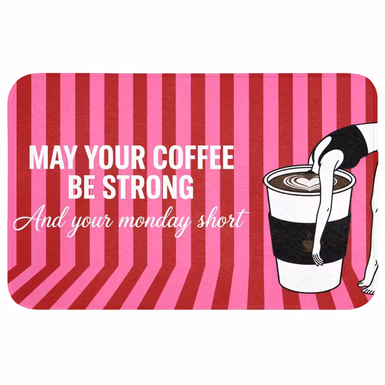 Roze - Strepen - Koffie - Maandag Badmat middel -3d
