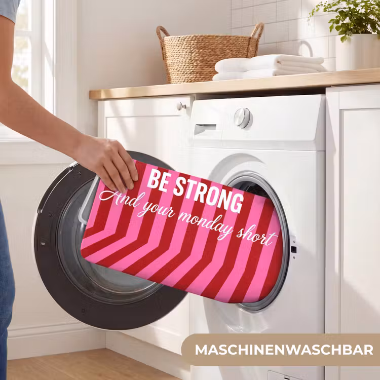 Roze - Strepen - Koffie - Maandag Badmat middel -USP_WasbaarDE