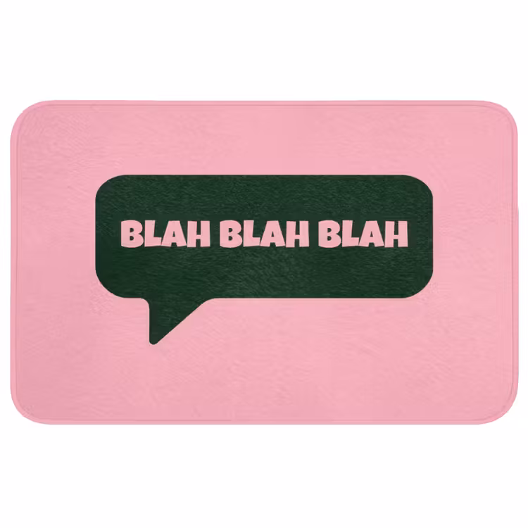 Roze - Tekstwolk - Groen - BLAH BLAH BLAH Badmat middel -3d