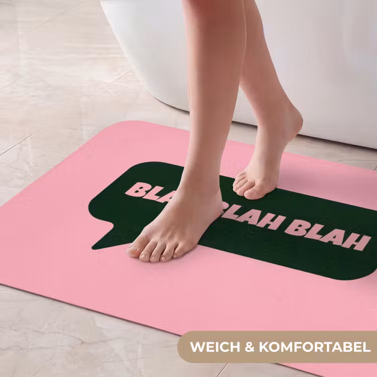 Roze - Tekstwolk - Groen - BLAH BLAH BLAH Badmat middel -USP_ZachtDE