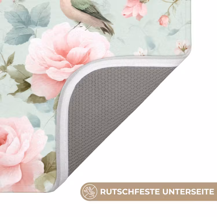 Rozen - Vogels - Pastel - Kleurrijk Badmat middel 997 -USP_AntislipDE