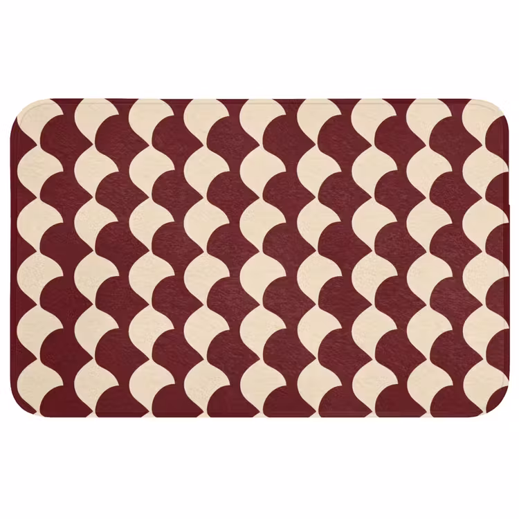 Rood - Tegelpatroon - Crème Badmat middel 997 -3d