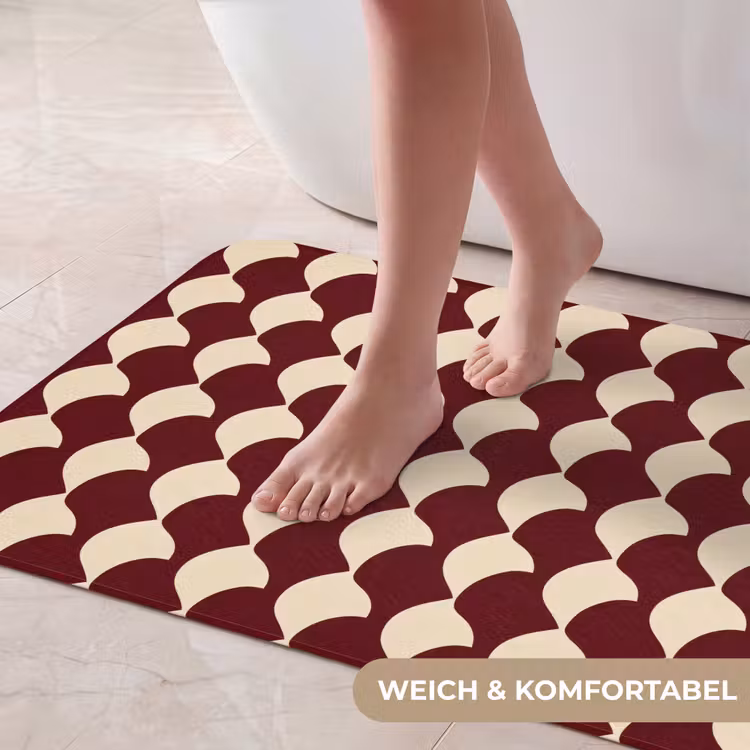 Rood - Tegelpatroon - Crème Badmat middel 997 -USP_ZachtDE