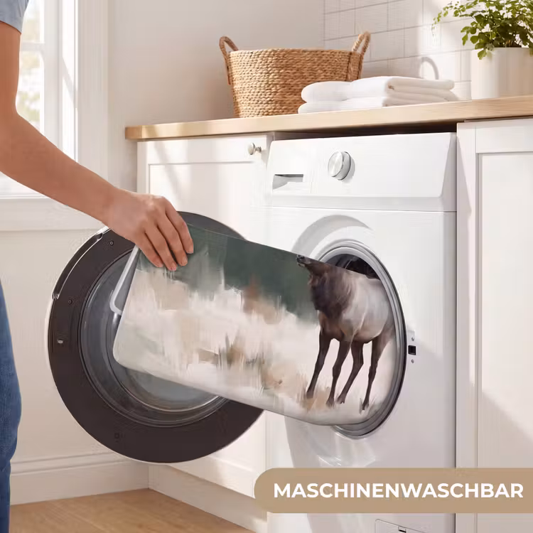 Edelhert - Gewei - Schildering - Rustiek Badmat middel -USP_WasbaarDE